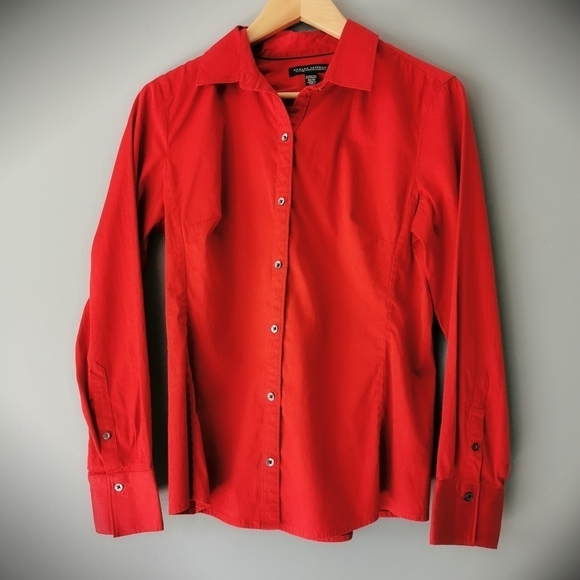 𝅺BANANA Republic Solid Red Fitted Shirt Button Down - Picture 7 of 7